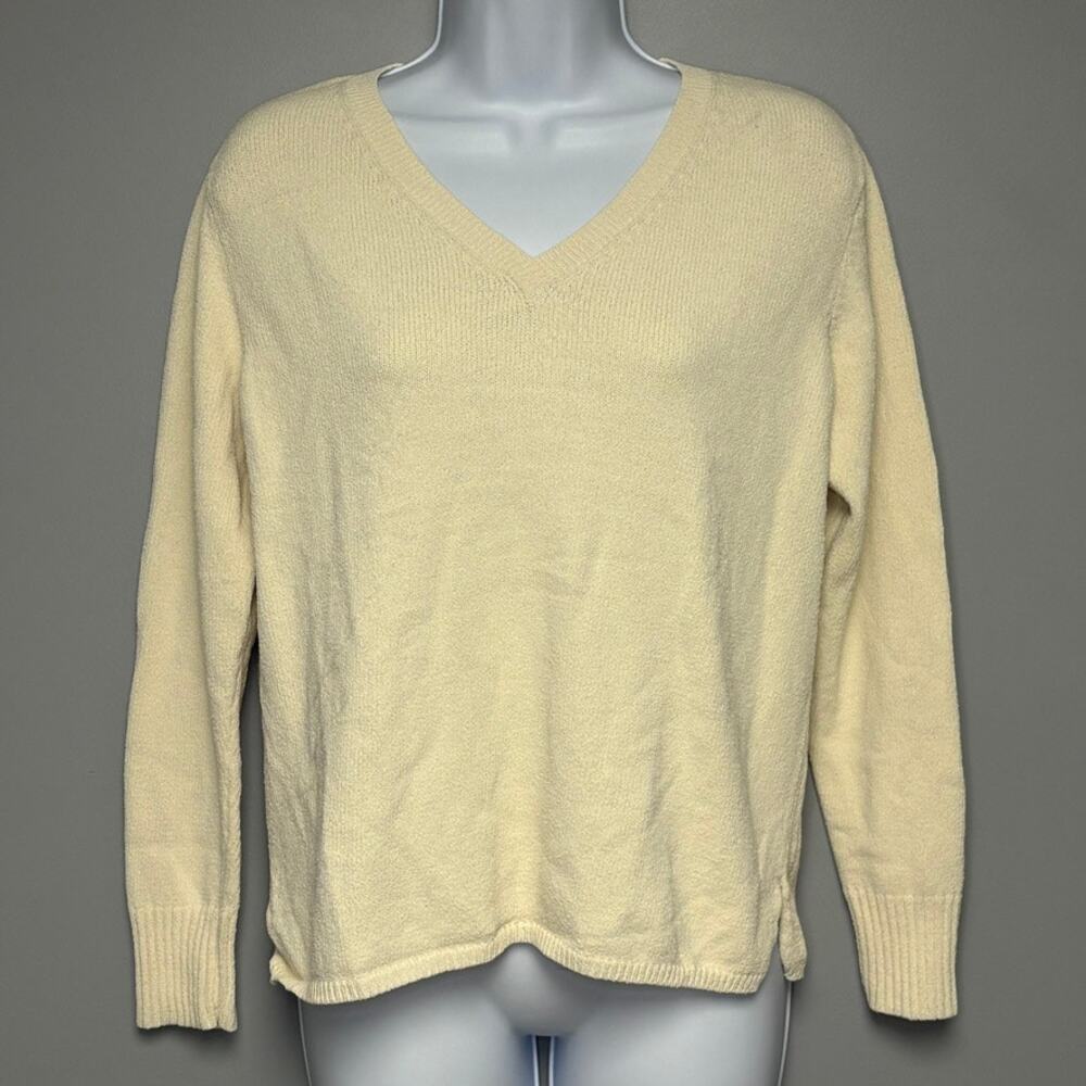 Duna Handloomed California‎ Minimalist Neutral Ivory Relaxed Sweater Womens Sz M